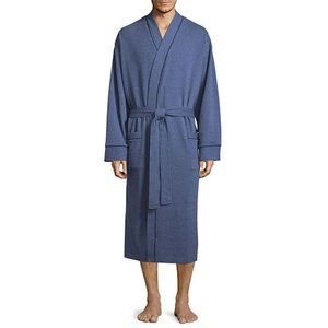 NWT Stafford Navy Waffle Knit Sleepwear Full-Length Cotton Robe One Size